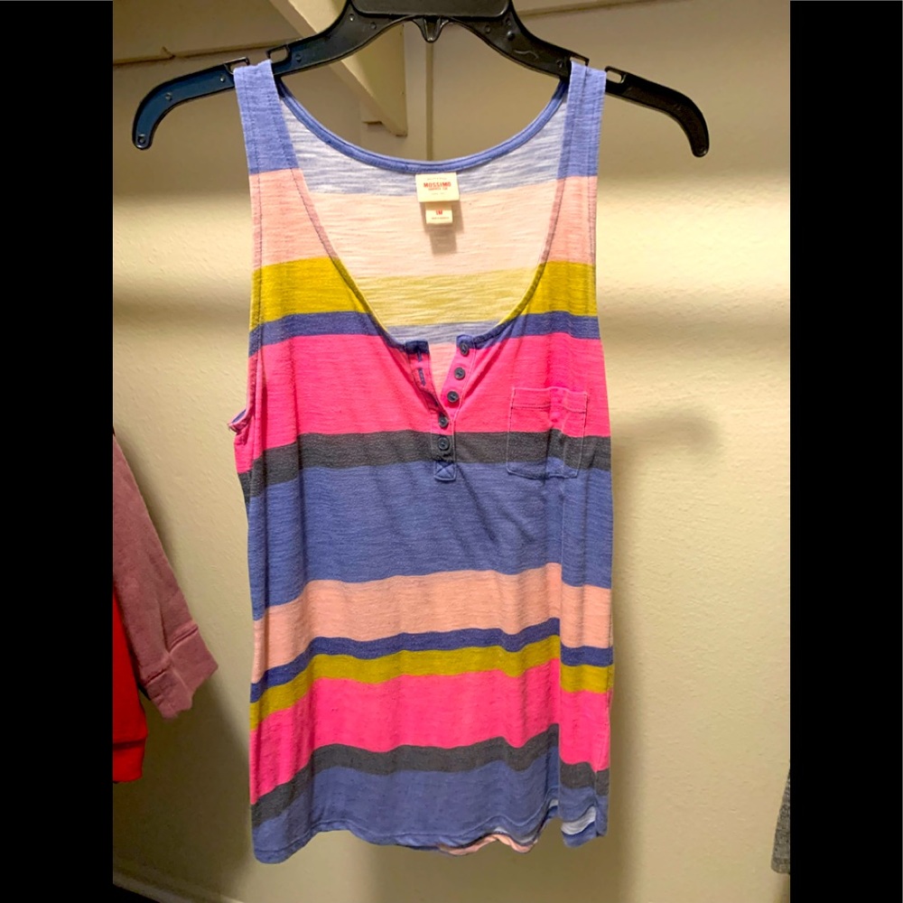 Medium Mossimo multi colored striped tank top with pocket